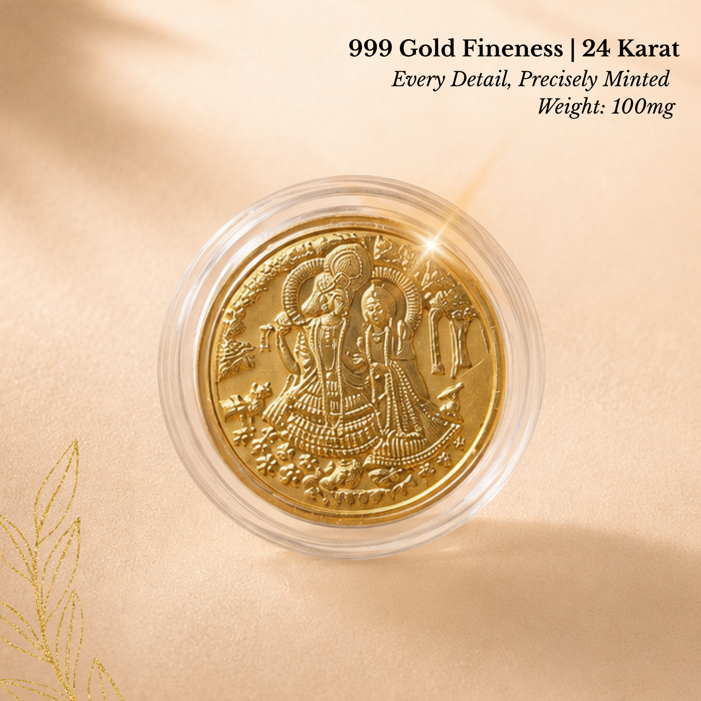 100mg Gold Radha Krishna Coin – Premium Devotion Gift Box