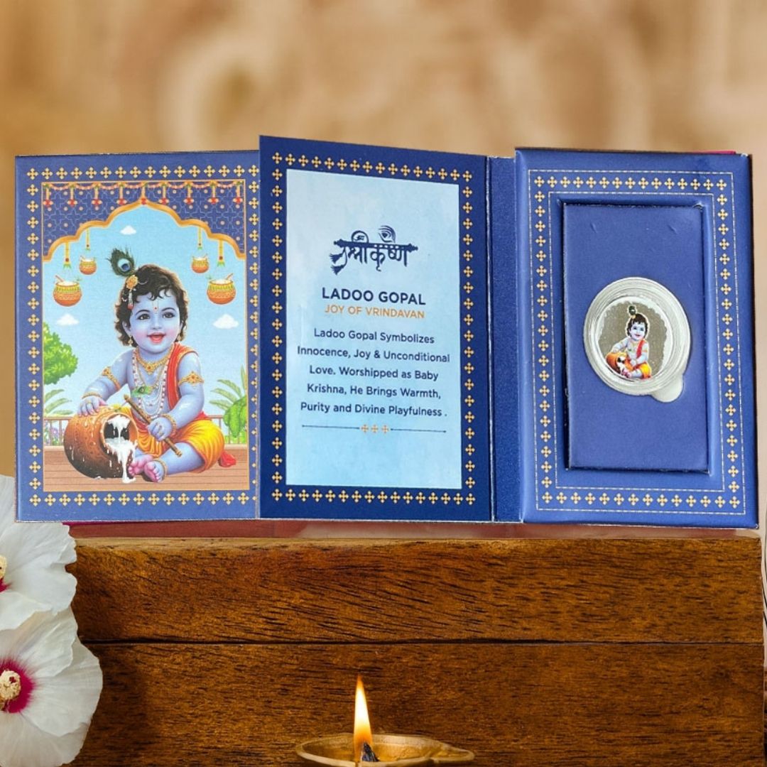 Little Krishna, Silver, UV Printed, 1 GM, 999 Purity Silver Coin