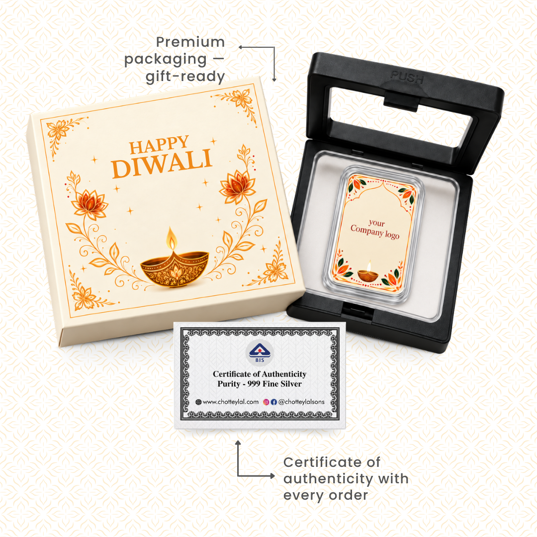 Festival Of Lights — 5g Silver Bar, Add Your Company Logo