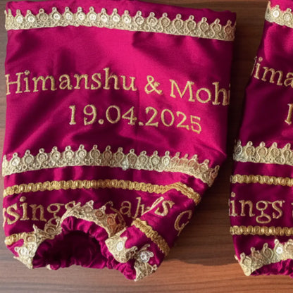 Blessings Always Guruji Baby Pink Chooda Cover – Custom Satin Bridal Cover