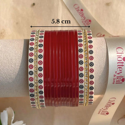 Pure Pearl Classic Heritage Diamond Maroon Chooda Set of 15