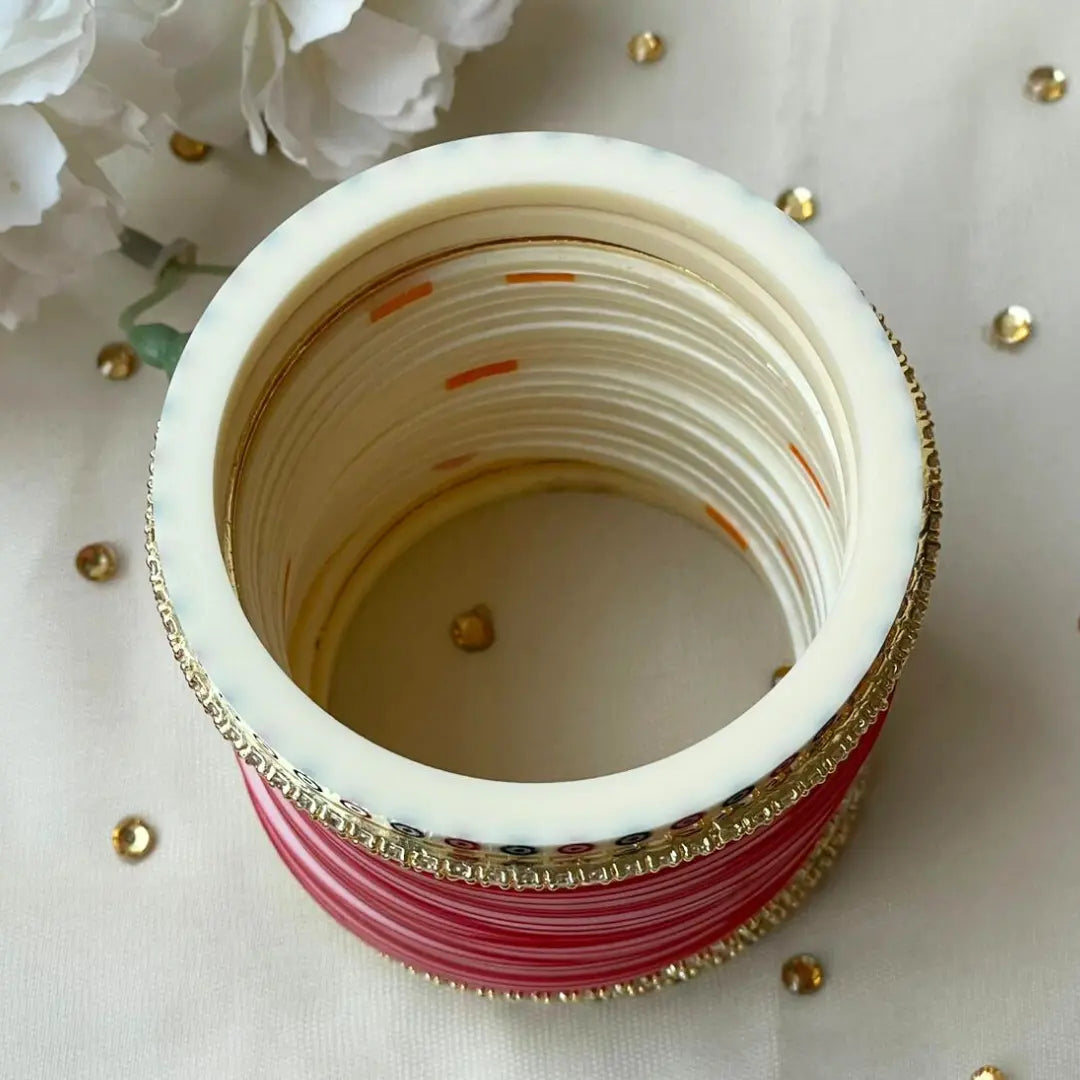 Pure Pearl Classic Heritage Diamond Red Chooda Set of 21