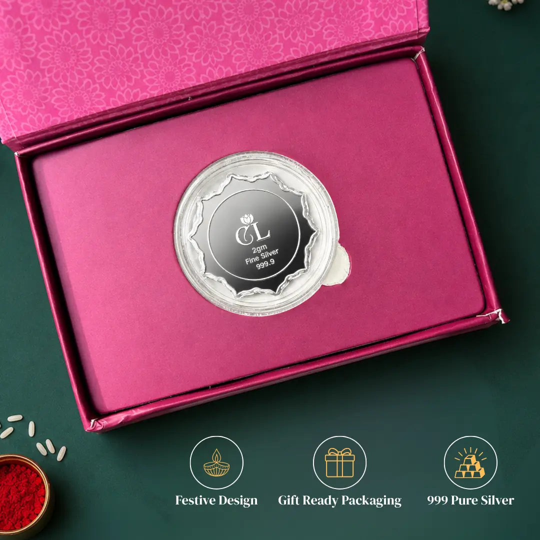 Premium 999 Pure Silver Coin Gift Box – Raksha Bandhan Special