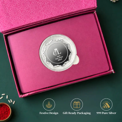 Premium 999 Pure Silver Coin Gift Box – Raksha Bandhan Special