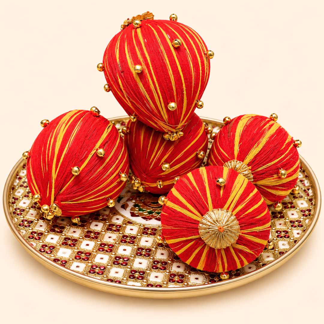 Red & Gold Ghungroo Nariyal