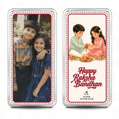 Cherished Together Personalised Raksha Bandhan Photo Silver Bar Gift