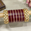 Maroon Bridal Chuda Set With Kundan Bangles