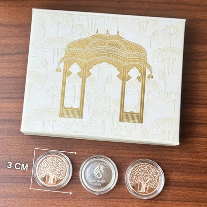 Banyan Tree Lotus Gold Finish 999 Silver Coin Set (11 gm) – Chotteylal & Sons