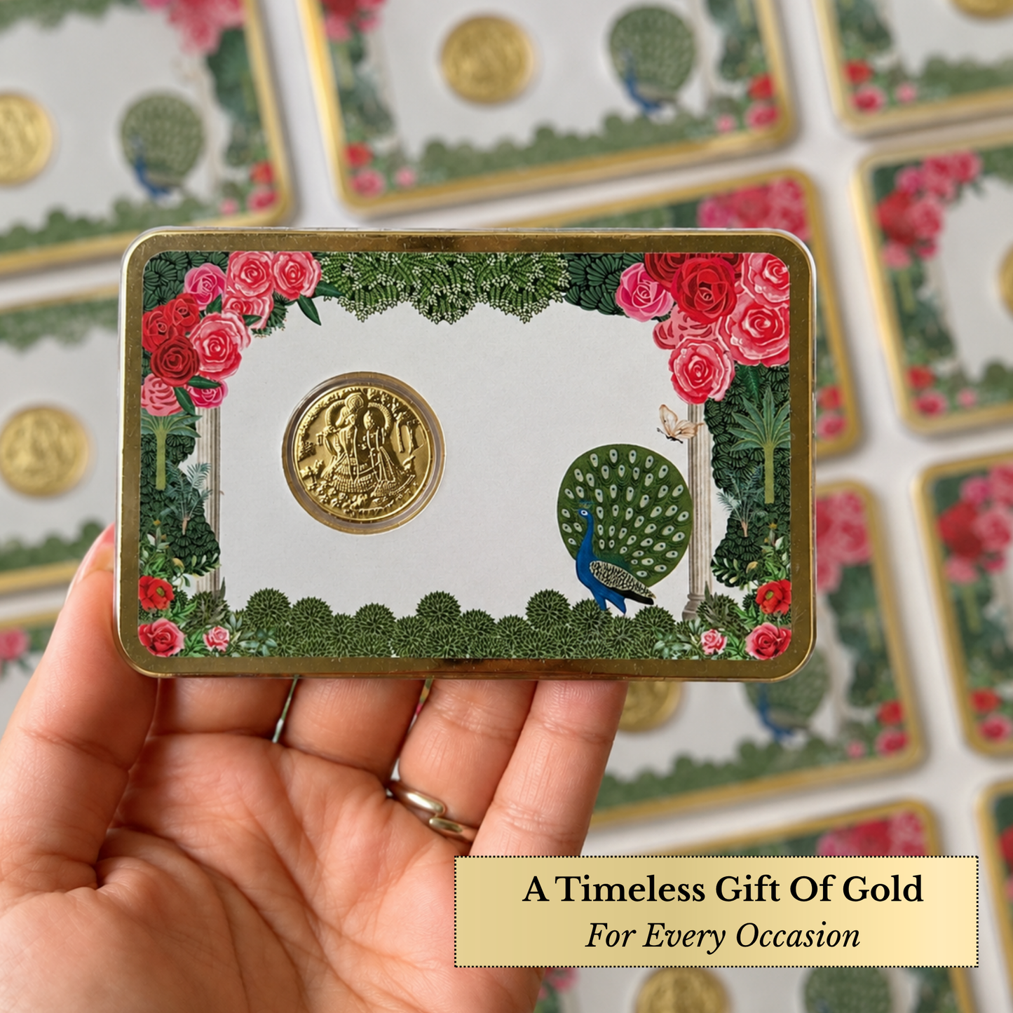 100mg Gold Radha Krishna Coin – Premium Devotion Gift Box
