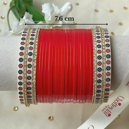 Pure Pearl Classic Heritage Diamond Red Chooda Set of 21