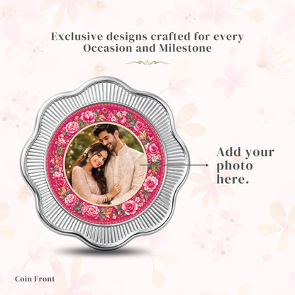 Love in Bloom Custom Silver Coin - Add Photo, Names & Date