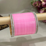 Baby Pink Latest Chura Design With AD Bangles