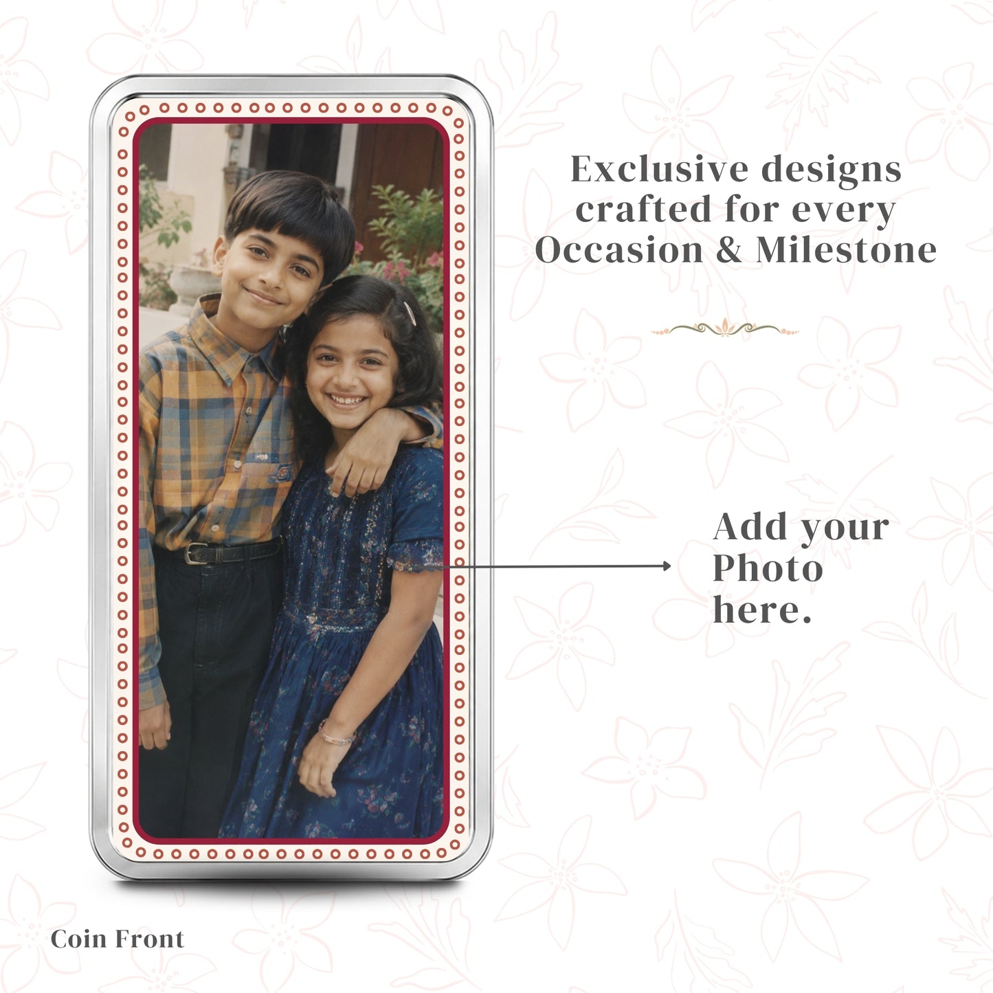 Cherished Together Personalised Raksha Bandhan Photo Silver Bar Gift