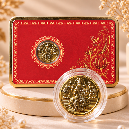 100mg Gold Lakshmi Coin | Premium Designer Gift Card
