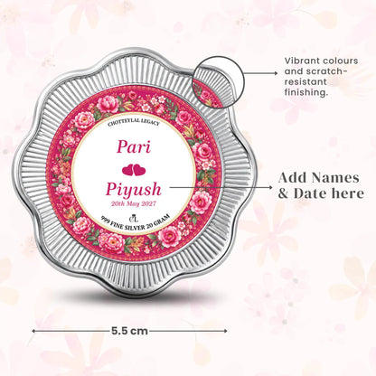 Love in Bloom Custom Silver Coin - Add Photo, Names & Date