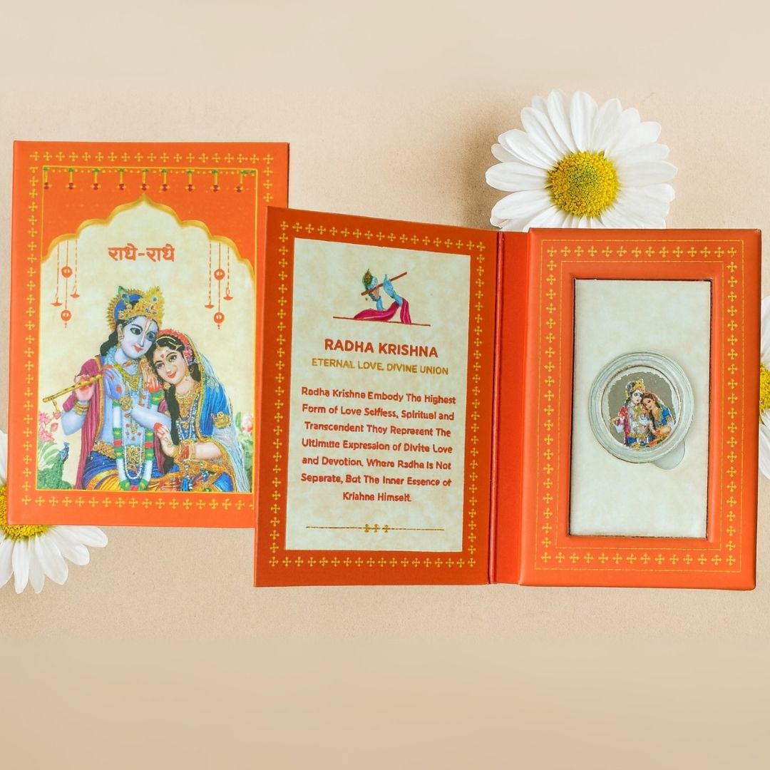 Radha Krishna ji, Silver, 1 GM, UV Printed, 999 Purity Silver Coin (Set of 10)