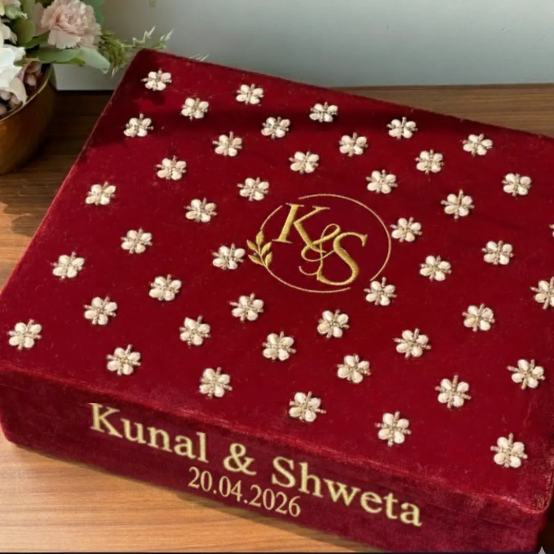 Dark Red Customised Chooda Box with Logo & 2 Line Text