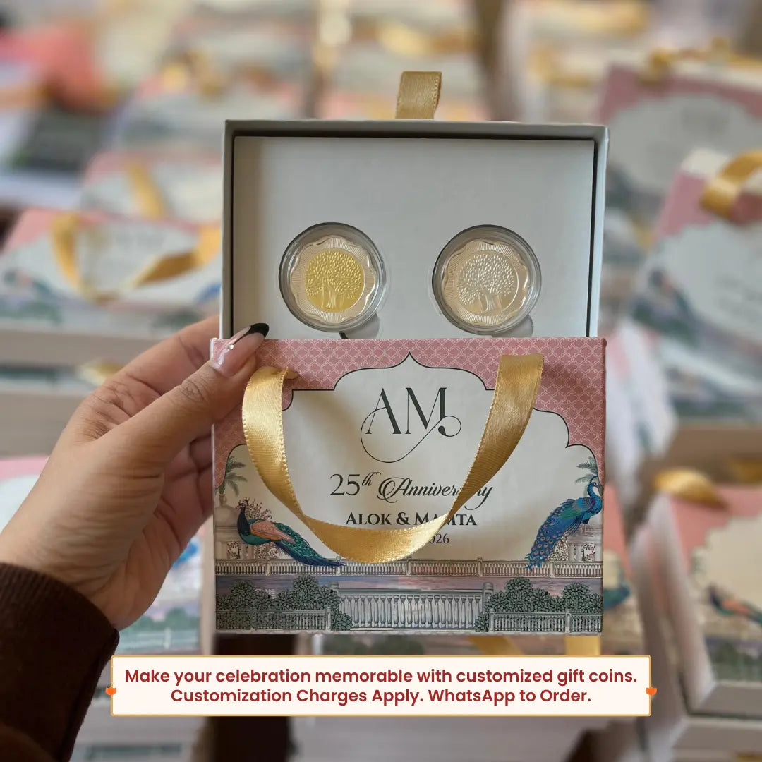 Banyan Tree, Floral Shape, Set of 2 Coins (20 Gram Each), 999 Purity Silver Coin - Ready To Ship