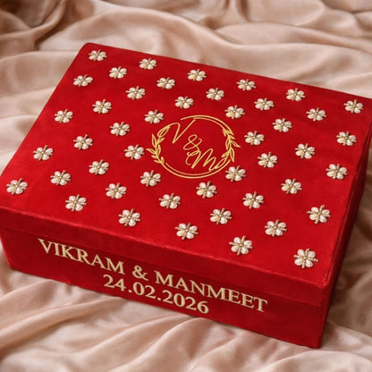 Premium Red Customised Chooda Box with Logo & 2 Line Text