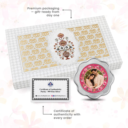 Love in Bloom Custom Silver Coin - Add Photo, Names & Date