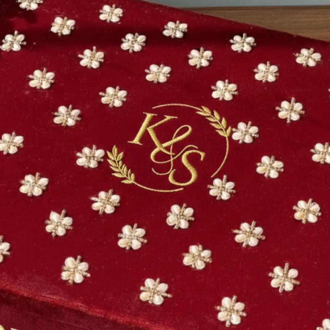 Dark Red Customised Chooda Box with Logo & 2 Line Text