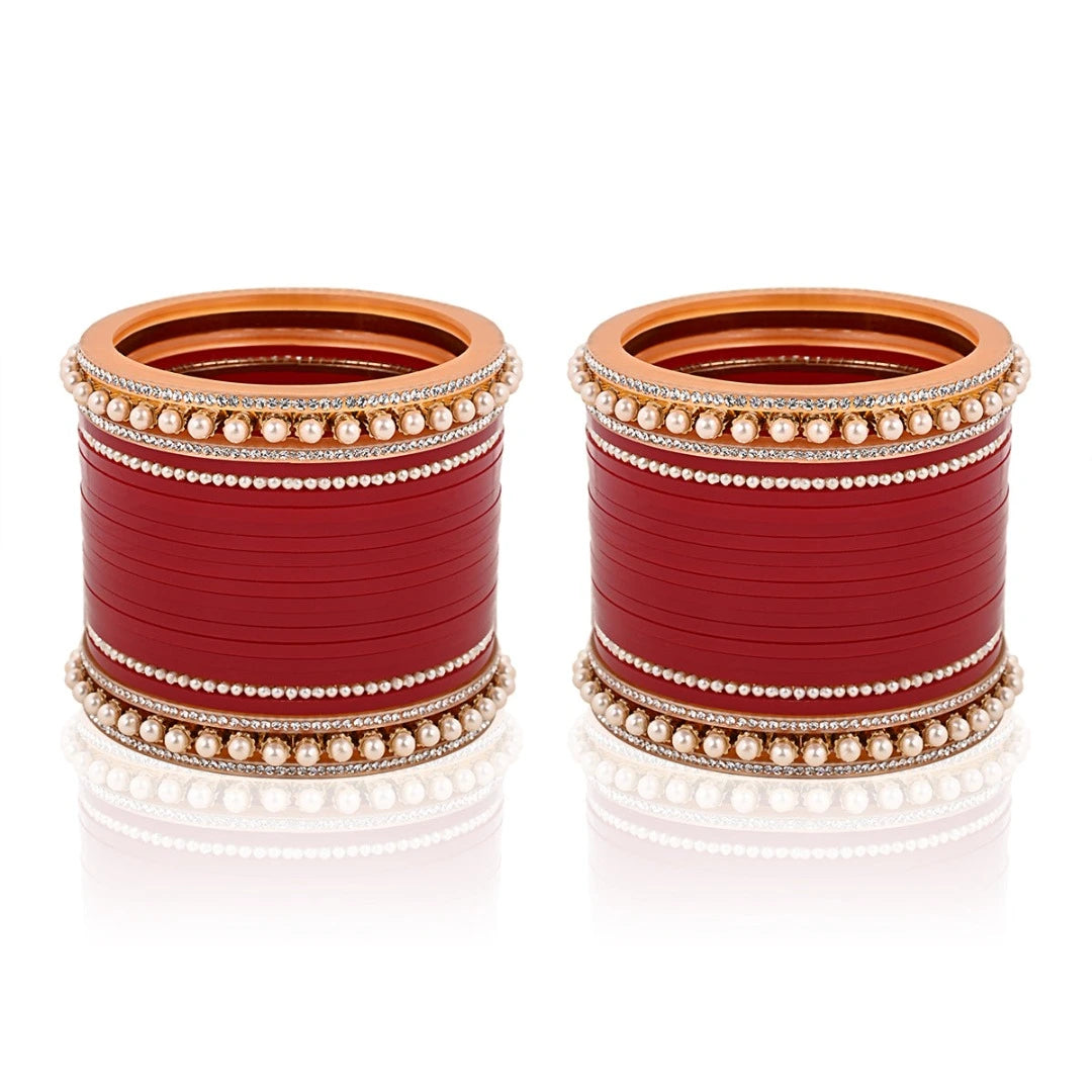 Maroon on Maroon Hand Finish Designer Wedding Chooda for Bride