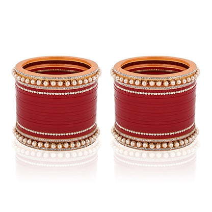 Maroon on Maroon Hand Finish Designer Wedding Chooda for Bride