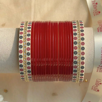 Pure Pearl Classic Heritage Diamond Maroon Chooda Set of 21