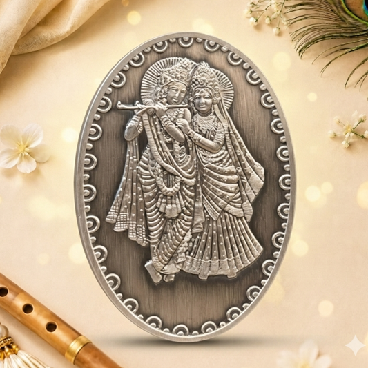 Radha Krishna Ji, 3D Finish, Oval Shape, Single (50 g)