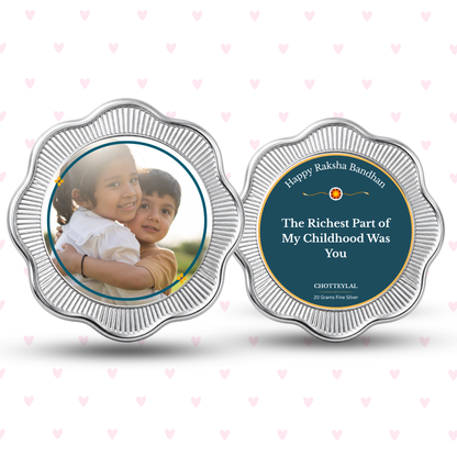 The Richest Part of My Childhood Was You – Personalised Photo Silver Coin Raksha Bandhan Gift