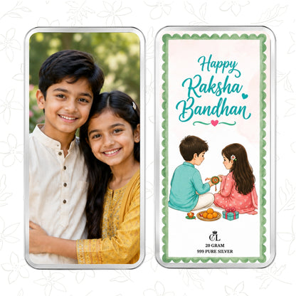 Heartfelt Sibling Love Personalised Raksha Bandhan Photo Silver Bar Gift