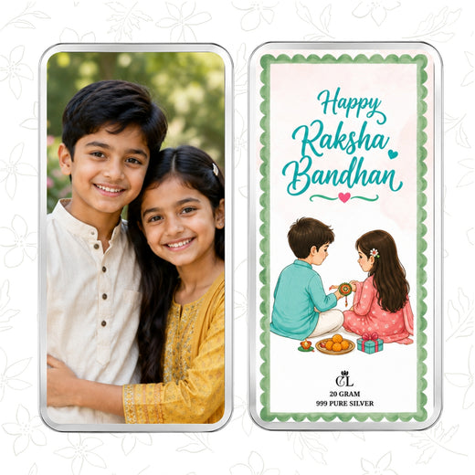 Heartfelt Sibling Love Personalised Raksha Bandhan Photo Silver Bar Gift