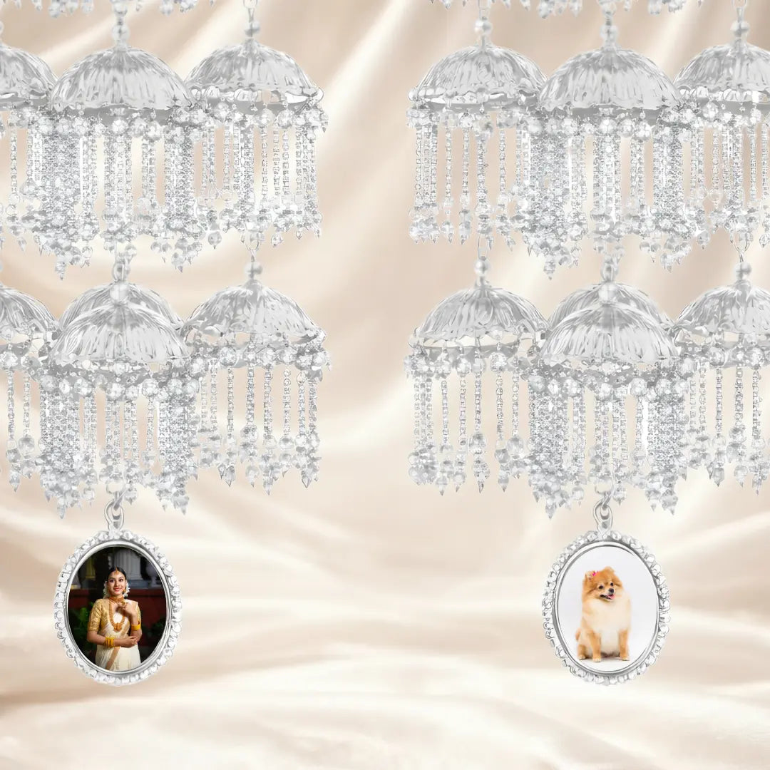 Silver Globe Trotter Bridal Kalira – Customizable with Butterfly Motifs & Initials/Photo