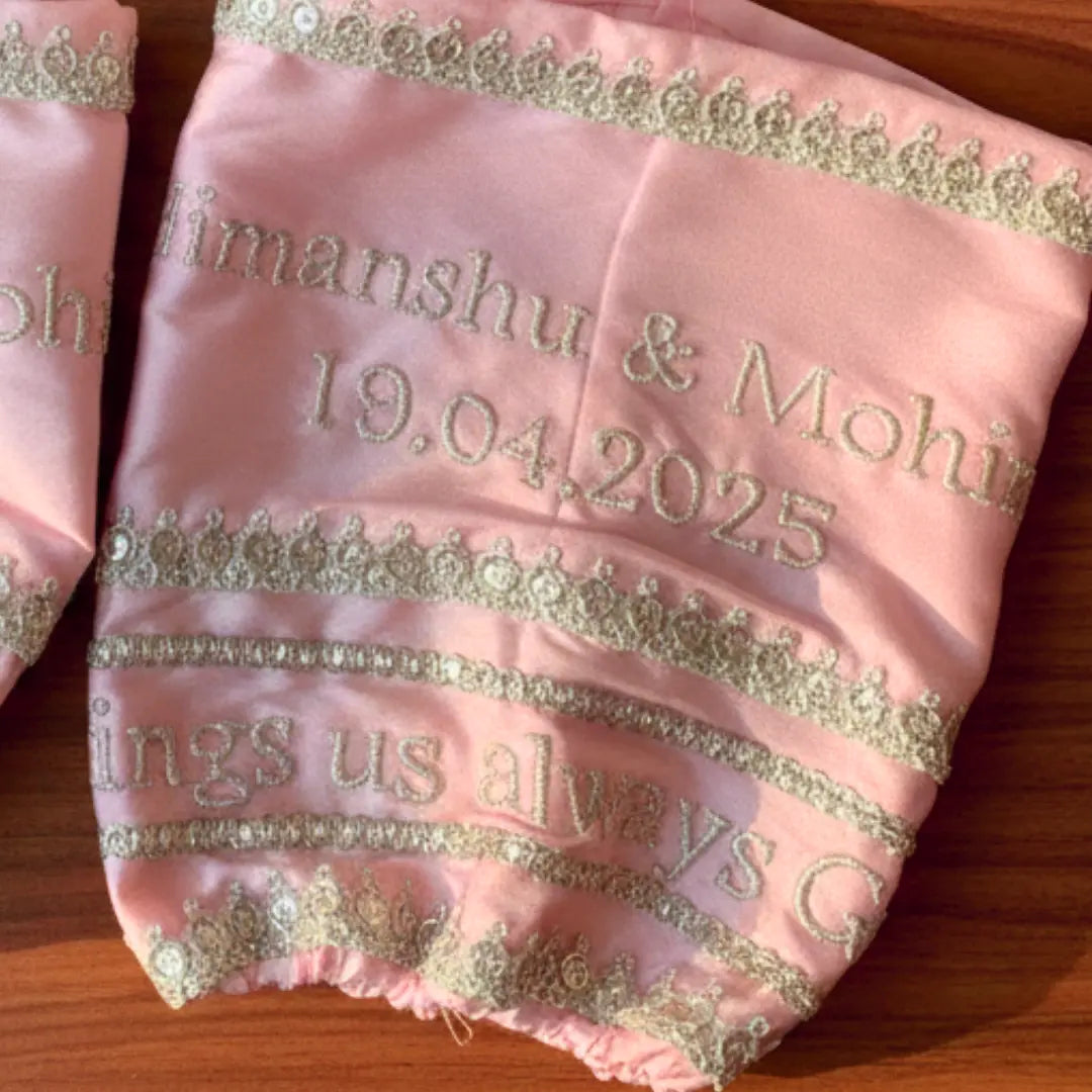 Blessings Always Guruji Classic Pink Chooda Cover – Satin Bridal Ceremony Essential