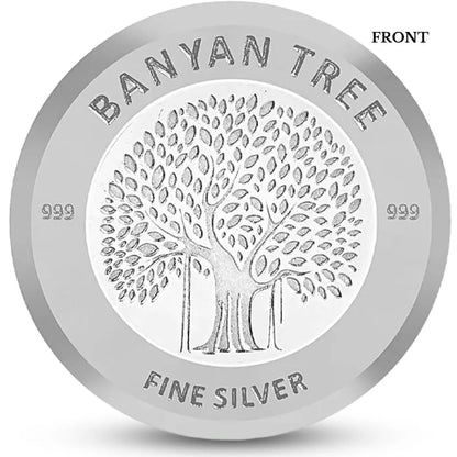 Banyan Tree Design, Tri-Color Finish, Round Shape, Set of 3 Coins (3 Gram Each), 999 Purity Silver Coin - Ready To Ship