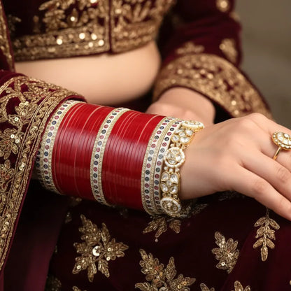 Pure Pearl Heritage Diamond Dark Red Chooda Set of 31