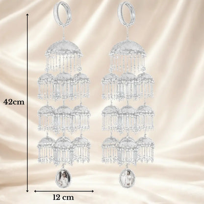 Silver Globe Trotter Bridal Kalira – Customizable with Butterfly Motifs & Initials/Photo