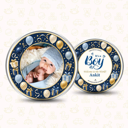 Chotteylal & Sons Customised New Born Baby Boy Silver Coin