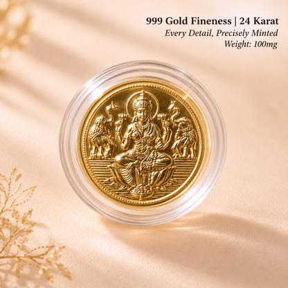 100mg Gold Lakshmi Coin | Premium Designer Gift Card