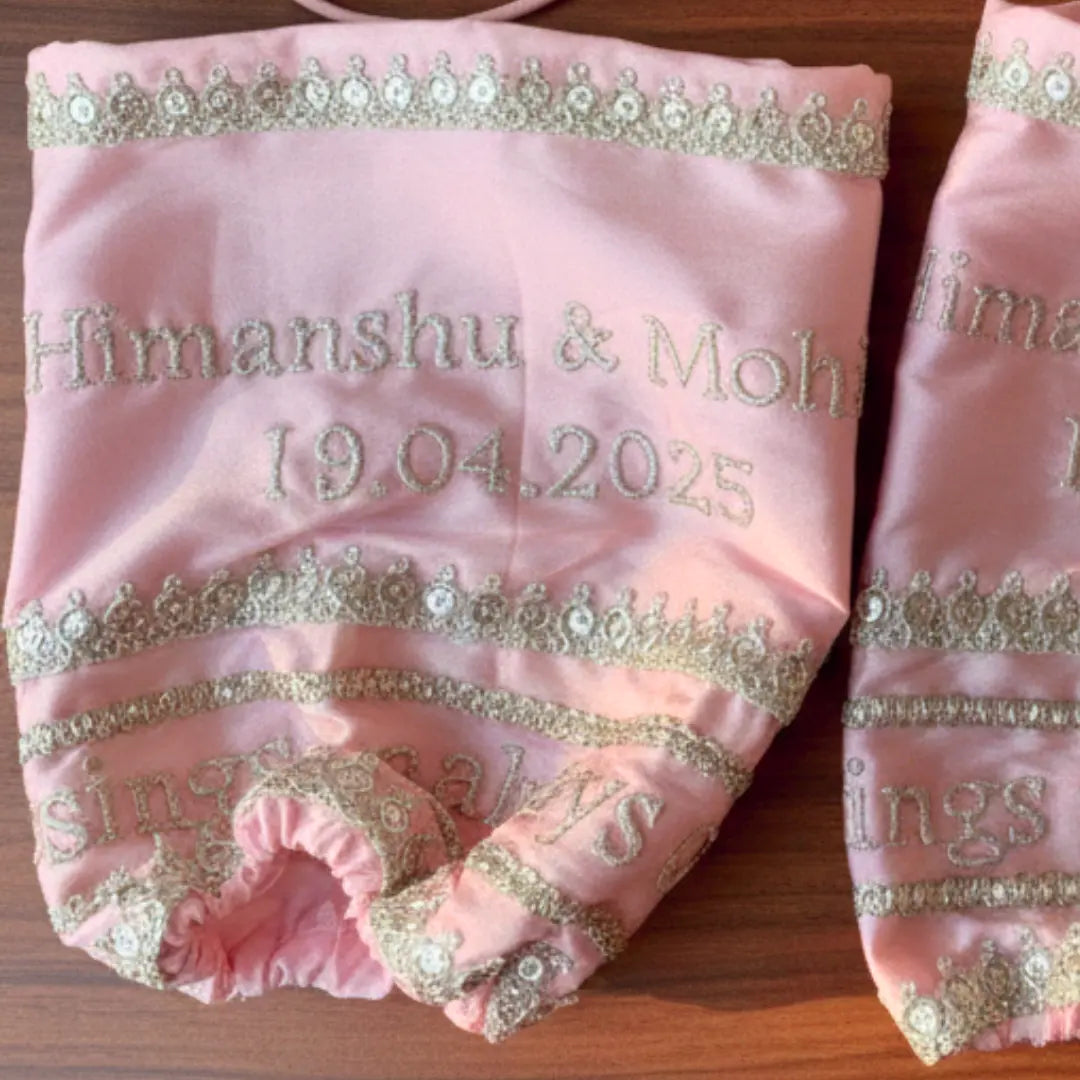 Blessings Always Guruji Classic Pink Chooda Cover – Satin Bridal Ceremony Essential