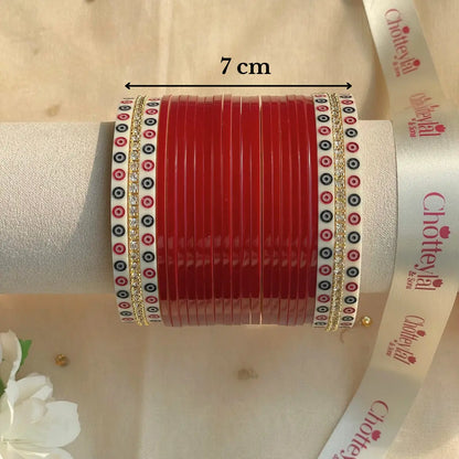 Pure Pearl Classic Heritage Diamond Maroon Chooda Set of 21