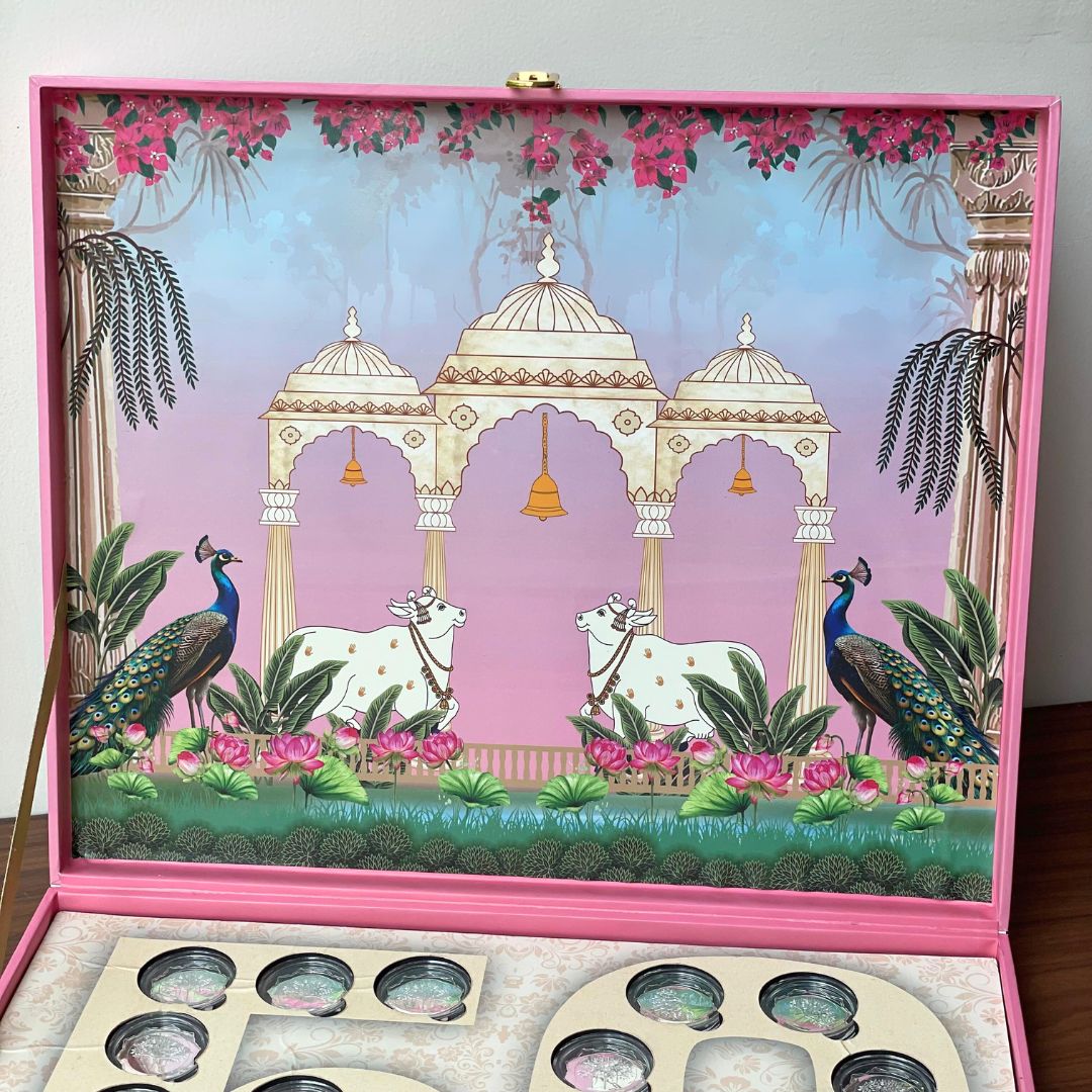 Celebration 50 Coin Box, Banyan Tree Design, Lotus Shape, Set of 25 Coins (2 Gram Each), 999 Purity - Ready To Ship