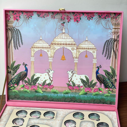 Celebration 50 Coin Box, Banyan Tree Design, Lotus Shape, Set of 25 Coins (2 Gram Each), 999 Purity - Ready To Ship