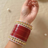 Pure Pearl Radiance Kundan Dark Red Chooda