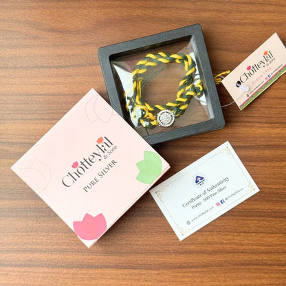 Sterling Bond – Colourful Thread Silver Rakhi for Brother