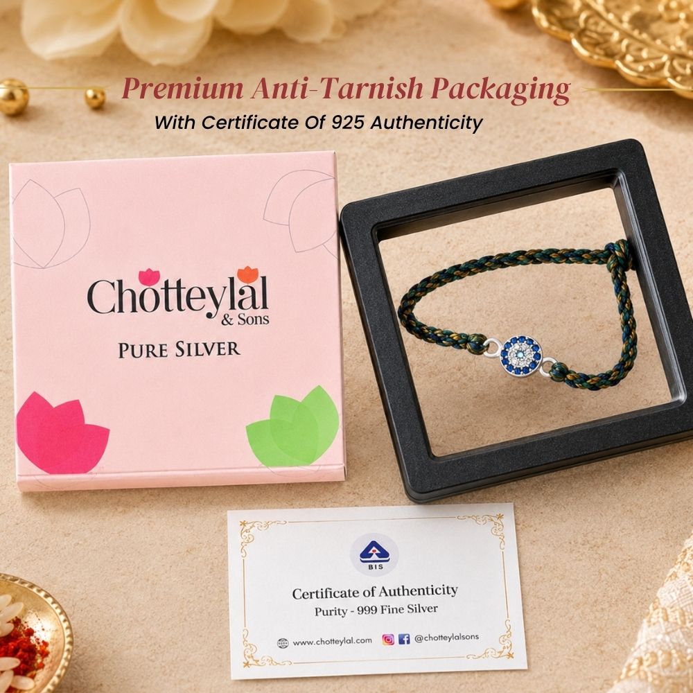 Sterling Bond – Colourful Thread Silver Rakhi for Brother