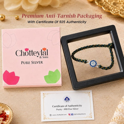 Sterling Bond – Colourful Thread Silver Rakhi for Brother