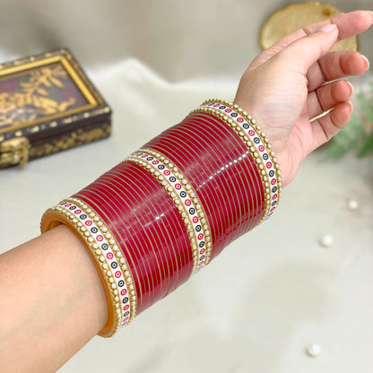 Pure Pearl Grace Kundan Dark Red Chooda