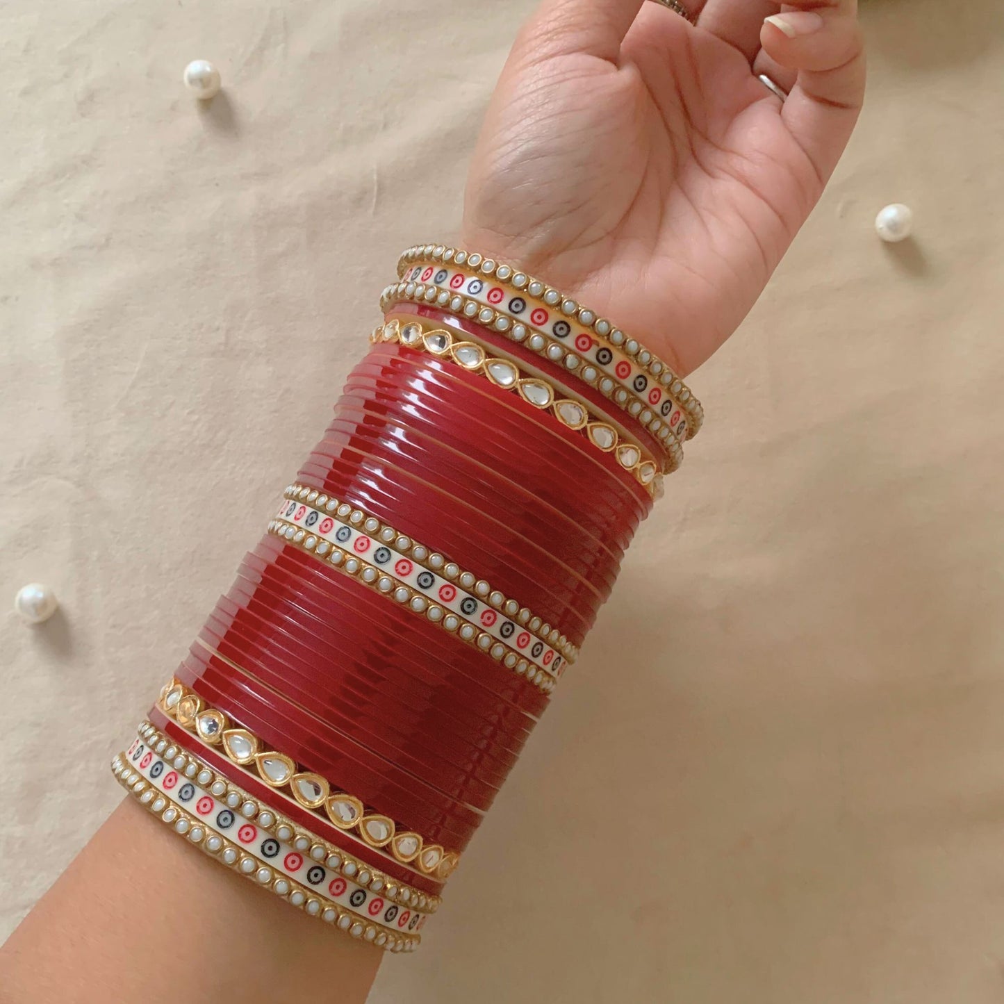 Pure Pearl Regal Kundan Dark Red Chooda