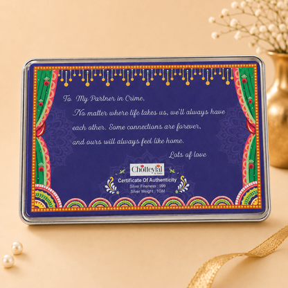 Happy Rakhi 6-In-1 Gift Hamper - 999 Silver Coin + 5 Gifts